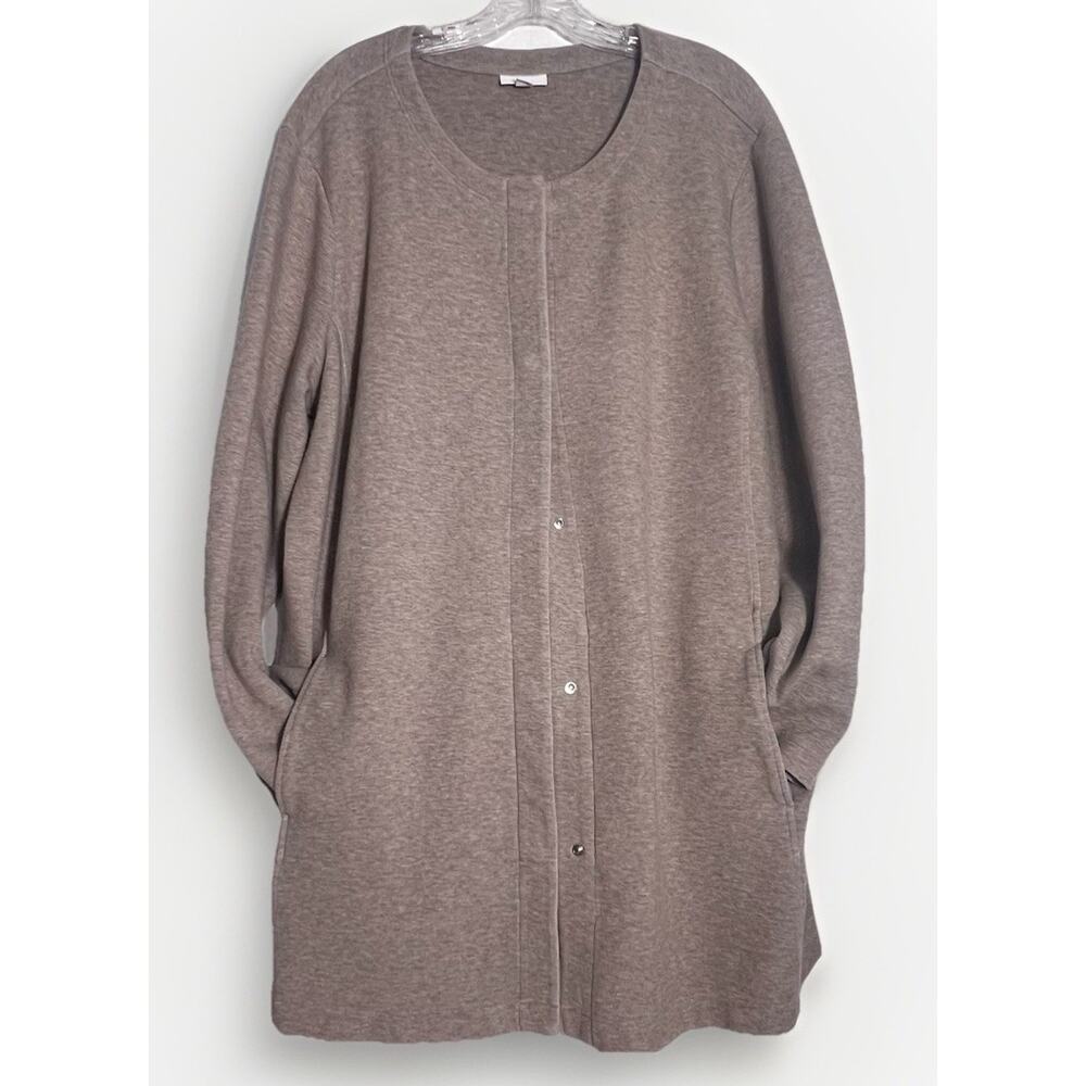 PureJill Women's brown Heavyweight Ponte Knit Snap Front Jacket XL Tall
